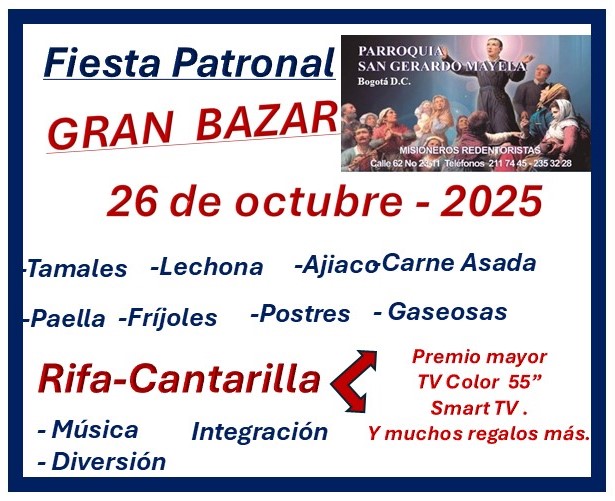 Bazar 26 de octubre 2025 . Fiesta Paronal
